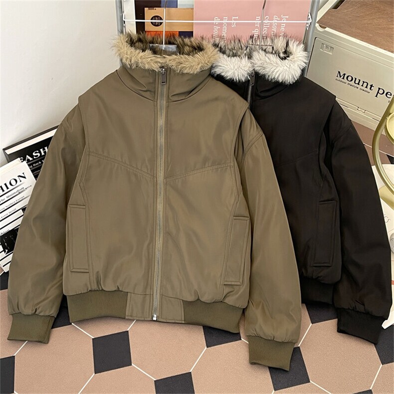 美式鹿皮加毛夹克冬季加厚翻领皮毛短款外套潮M0988-P128,男装棉衣,星座308B-1