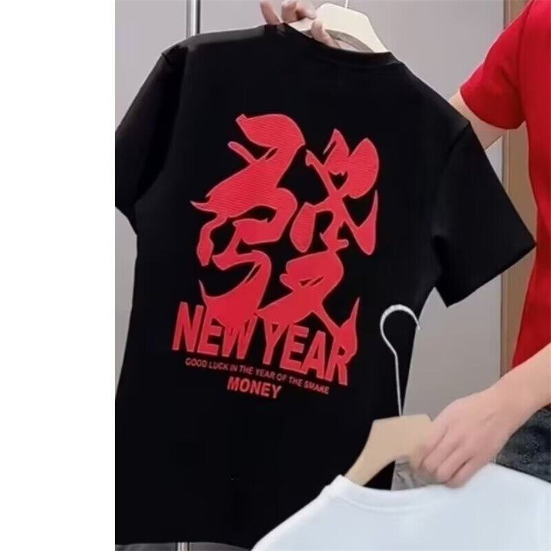 2025年夏季新款男士百搭加厚印花短袖T恤上衣半袖时尚休闲潮牌,男装T恤,电商B212（原钱塘6029）