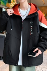 美式开衫秋冬季外套男宽松潮流帅气加绒加厚夹克冬A436-6805-P85，男装夹克，电商A436