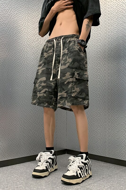 迷彩牛仔短裤夏季高街五分裤男宽松工装百搭休闲裤D722/P36,男装牛仔裤,电商D202-1