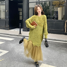 【新款】毛衣拼接连衣裙2C115-2383-P175-K258，女装连衣裙，2C115