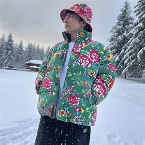 MY203男女休闲加厚保暖防寒棉衣外套棉服棉袄东北大花绿色团队潮图片