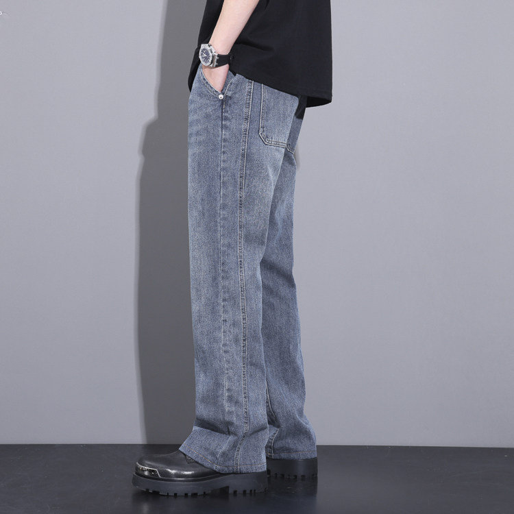 破洞微喇牛仔裤男宽松直筒休闲春季百搭长裤子2024款7002-P55,男装牛仔裤,电商A178