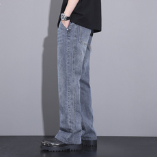 破洞微喇牛仔裤男宽松直筒休闲春季百搭长裤子2024款7002-P55，男装牛仔裤，电商A178