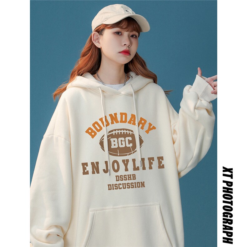 中性风22秋季新款美式复古字母印花百搭连帽重磅卫衣W366P40控58，男装卫衣，A247A