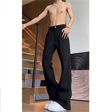 美式高街vibe裤子黑色弯刀牛仔裤cleanfit修身微喇直筒裤Z701P29，男装牛仔裤，星座1112-1
