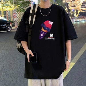 T824宽松短袖T恤男夏季2025新款半袖港风chic潮牌男生体恤衫图片