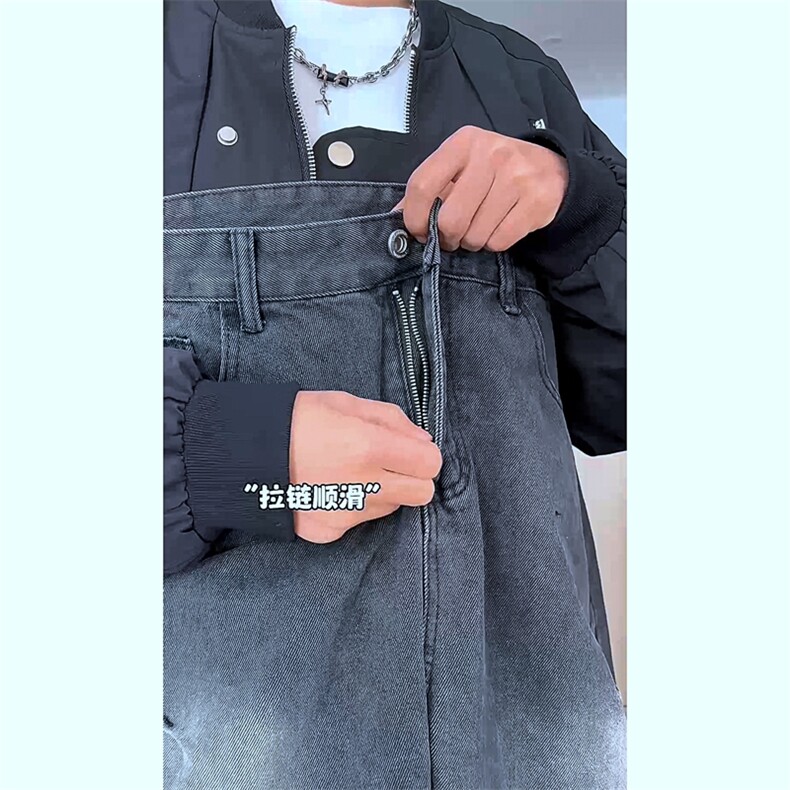 XZ213-NZBZ03-P60控78港风日系复古宽松潮流百搭阔腿休闲牛仔裤,男装牛仔裤,星座213