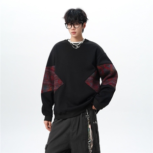 8XL-M 春秋季圆领拼接撞色民族风卫衣男新款潮牌上衣服WY005P58图片