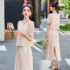 蕾丝套装裙2025夏季新款韩系高级感小香风独特漂亮绝美穿搭两件套，女装套装/套裙，韩宇舍