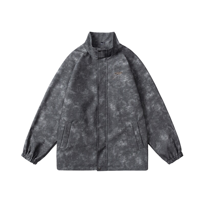 2025白底立领PU皮复古做旧面料金属装饰大码M-5XL夹克JK77758P90,男装夹克,星座227-7