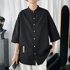 夏季港风休闲百搭小绣标设计冰丝衬衫短袖CS1106-P40，男装T恤，星座717