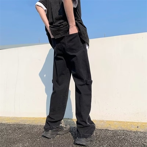 牛仔裤男夏季宽松潮流高街重磅阔腿裤 WH30 P48图片