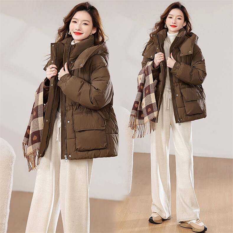 2024冬季新款时尚气质优雅宽松舒适保暖中长款棉衣，女装棉衣/棉服，香香