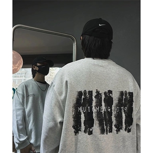 抖音得物现货高品质美式宽松圆领印花卫衣新款重磅卫衣ADY118,高级灰和灰色搭配吗图片
