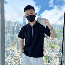带拉链男士衬衫短袖冰丝T恤休闲痞帅夏季男装上衣半袖衬衣T225，男装T恤，星座1116A-2（原606A-1）