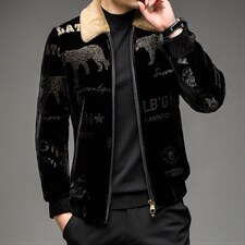 商务休闲中年男士爸爸装百搭纯色上衣金貂绒外穿免烫加厚保暖外套，男装夹克，电商B212（原钱塘6029）