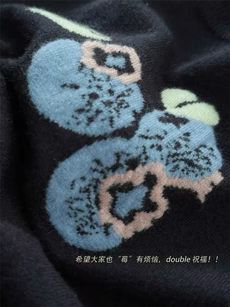 2025年秋季通勤单件长袖蓝莓提花套头休闲/淑女,女装羊毛衫,百纯羊绒