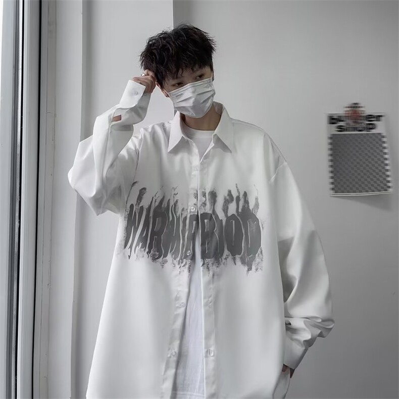 衬衫男长袖字母印花高街痞子帅2026夏季新款inside外套CY174-P34,男装衬衫,星座412