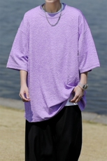 8XL-M特大码短T恤泡泡袖肌理感冰丝短袖衬衫上衣五分袖DX322P25，男装T恤，电商D206-1