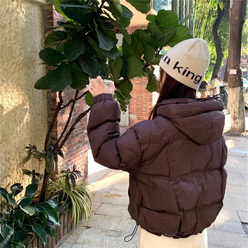 羽绒服女短款连帽简约2025冬新款加厚白鸭绒纯色韩版宽时尚松外套,男装羽绒服,星座1210-1