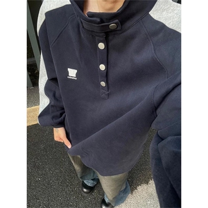 春秋复古拼接立领休闲卫衣男女生宽松套头工装外套装上衣 W6781图片