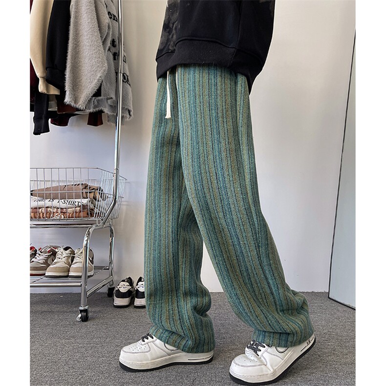 8XL-M特大码呢料加绒裤男新年裤条纹卫裤休闲基础款K948P60加绒70,男装休闲裤,电商D206-1
