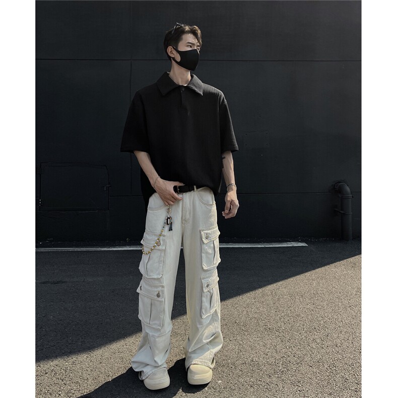 夏装2025新品300克重磅坑条翻领POLO衫男装夏季短袖T恤S403-特P38,男装T恤,电商A233-1