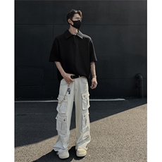 夏装2025新品300克重磅坑条翻领POLO衫男装夏季短袖T恤S403-特P38，男装T恤，电商A233-1