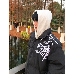 蜘蛛网刺绣字母棉服棉衣冬季加厚男女宽松面包服潮外套 MZ56图片