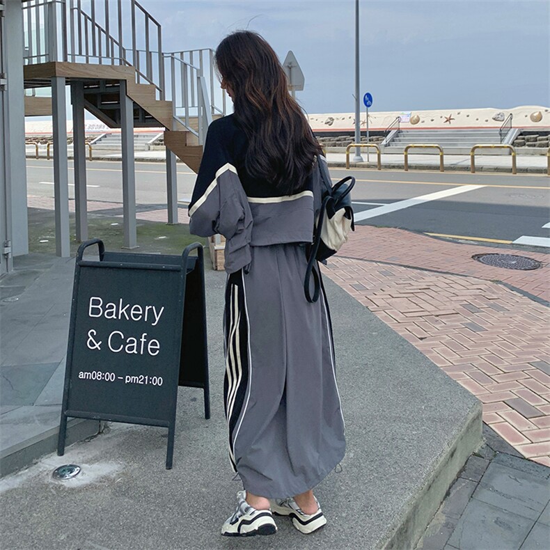 24秋装新品拼色立领宽松外套+半身裙两件套2C239-SS17-P175-K258,女装套装/套裙,2C239