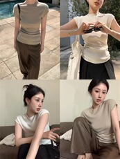 时尚冰丝短袖针织衫显瘦修身辣妹装夏季必备清凉上衣，女装针织衫/毛衣，恒旺羊绒