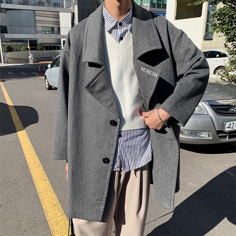 呢子大衣男中长款2021新款加厚港风毛呢外套404-2-fy126,男装风衣,星座409(原A307）
