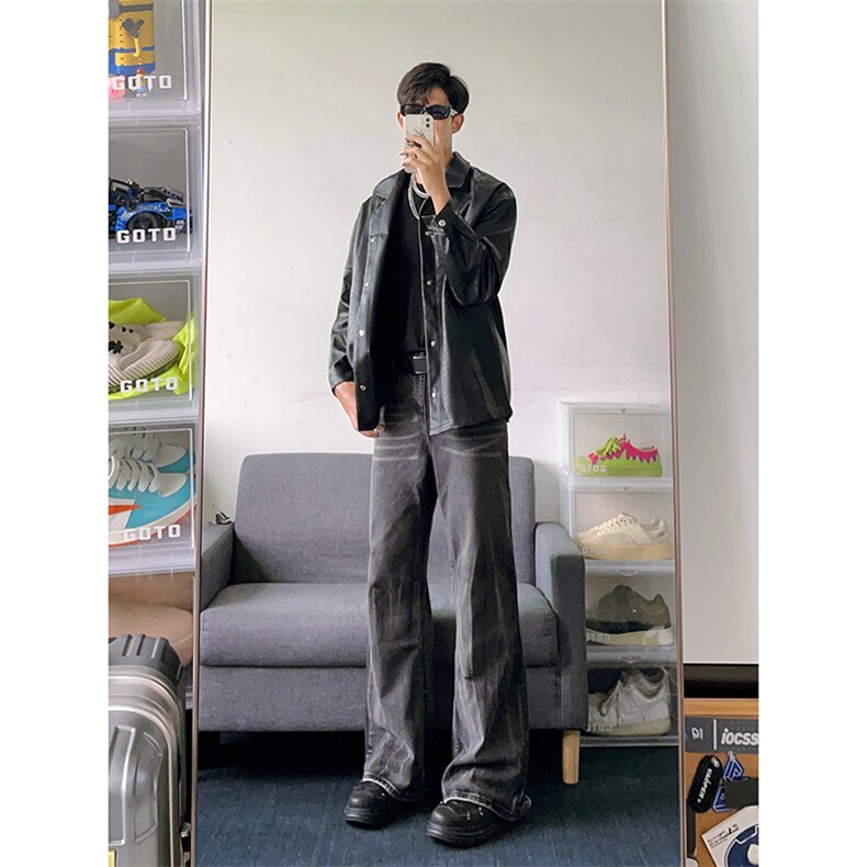 B221美式ins高街暗黑重工艺宽松微喇牛仔裤LK23128-P60控78,男装牛仔裤,电商B221
