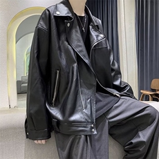 2025新款韩版情侣装机车皮衣外套宽松皮夹克上衣Y1012-P69网络图，男装皮衣，电商B245