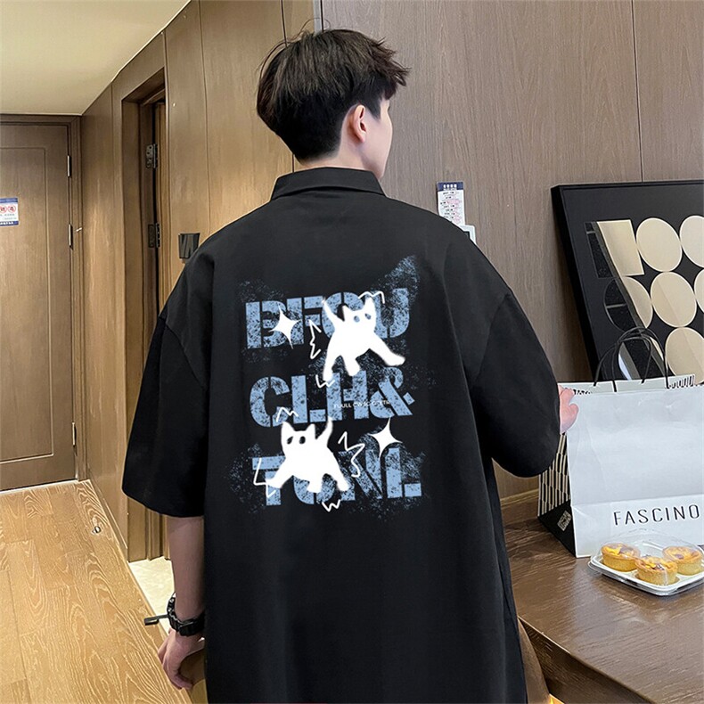 可设48小时支持抖音得物来样二开网眼透气翻领t恤美式短袖POLO衫,男装T恤,电商A486