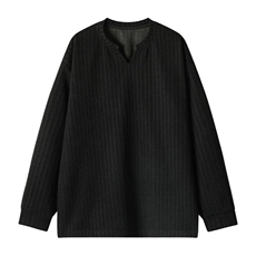 美式高街千鸟格子长袖T恤男女亨利V领英伦雅痞休闲宽松长袖打底衫，男装T恤，电商A443