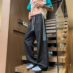 条纹撞色大码三条杠运动裤直筒长裤休闲裤K8592-P30【特价】图片
