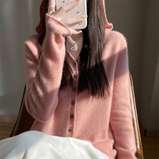 安迪绒一线成衣连帽开衫，女装针织衫/毛衣，暖娇绒包芯纱店