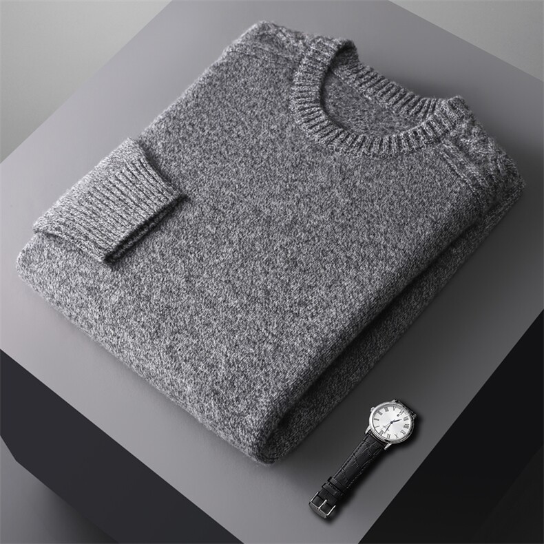 时尚百搭男士圆领羊毛衫高级感慵懒风秋冬必备单品男装，男装羊毛衫，冬季工坊