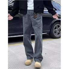 复古军绿色牛仔裤男宽松多口袋工装裤高街痞帅直筒休闲裤KD807，男装牛仔裤，星座1116A（原606A-3）