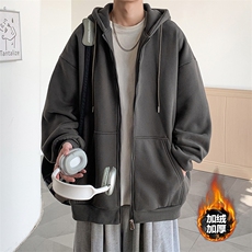 开衫连帽卫衣加绒男韩版潮流2025秋冬宽松外套23XW99501J-特批40，女装短外套，电商A042