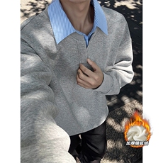 重磅380g华棉Polo领假两件保暖银狐绒卫衣男W5432J加绒-特P45控88，男装棉衣，电商A001-1