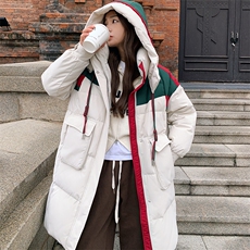 2C085-Q862P325撞色连帽90白鸭绒中长款羽绒服K478现货，女装羽绒服，2C085