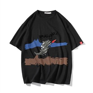 2021夏季新白砖墙日系大码男已注册卡通印花短袖T恤T1083-P25图片