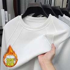 抗寒蓄热加厚370g华棉拼接大码圆领长袖T恤男T50981J加绒-特P22，男装T恤，电商A001