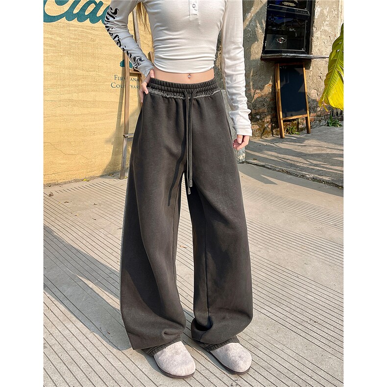 6XL-M美式复古水洗做旧运动裤子男毛边休闲卫裤K9183-P55330g,男装休闲裤,电商D206-1