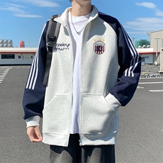 H221美式重磅卫衣男士2025春季新款立领拉链开衫运动外套休闲上衣，女装短外套，星座304A-1