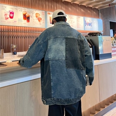 新款牛仔外套男女潮牌日系宽松复古做旧水洗牛仔夹克JN113P68，男装夹克，星座1116-2