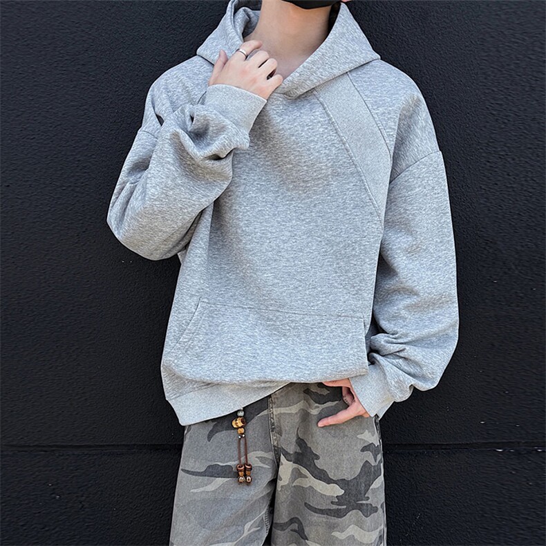 抖音得物二开26春装美式高街宽松结构螺纹拼接连帽卫衣外套X087,女装短外套,电商A486-1